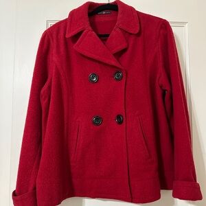 Used **DRY CLEANED** GAP Red Wool Peacoat size XL